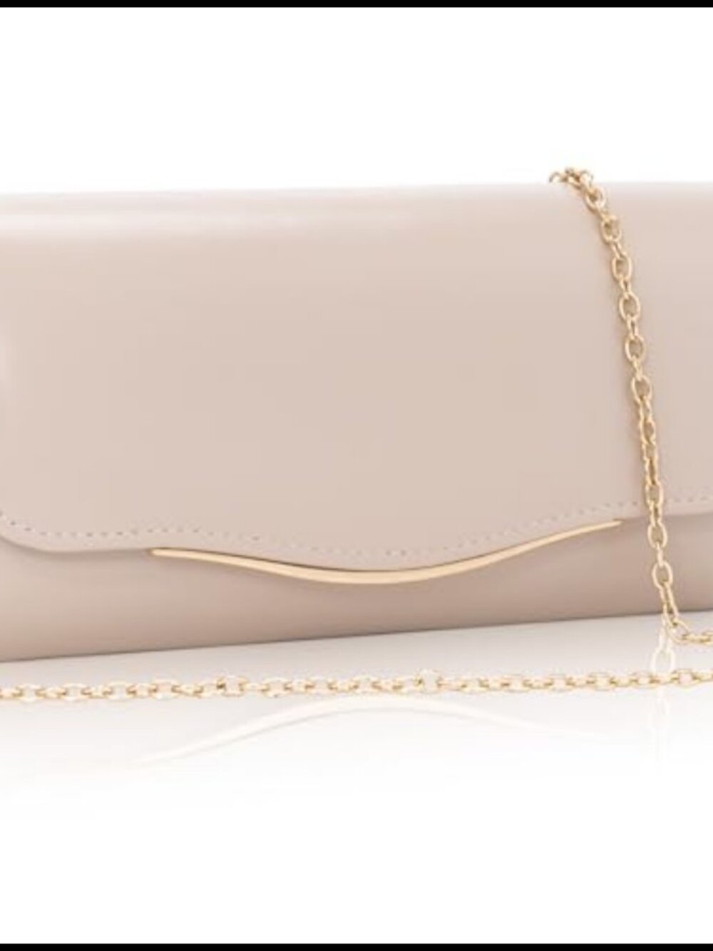 Vegan Leather Evening Clutch with Detachable Chain Curved Envelope